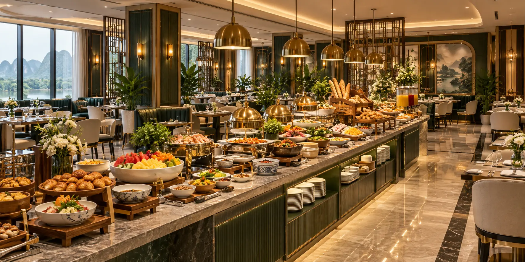 Hình minh họa không gian nhà hàng buffet khách sạn