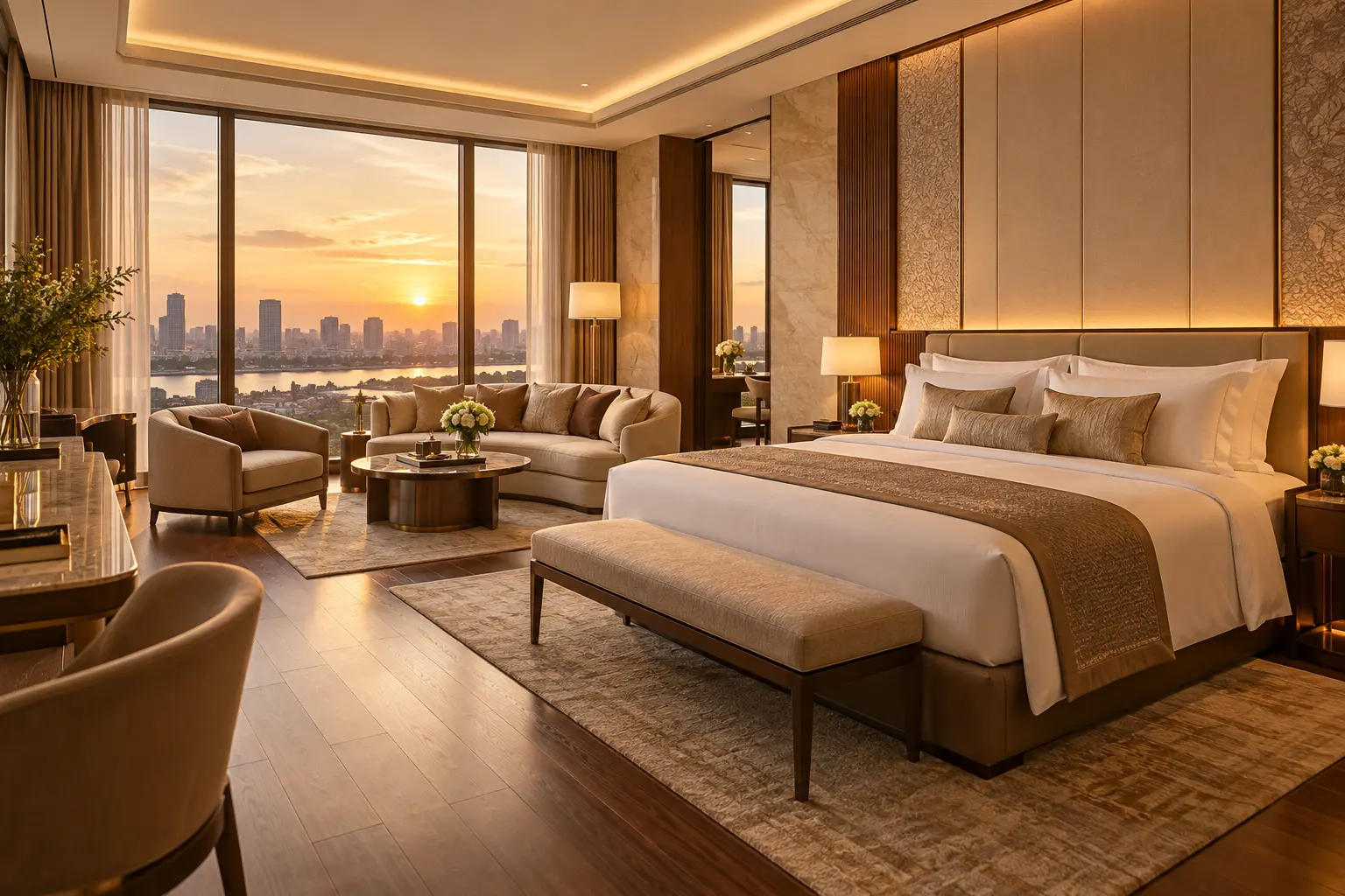 Hình minh họa phòng Suite có giường đôi và khu tiếp khách